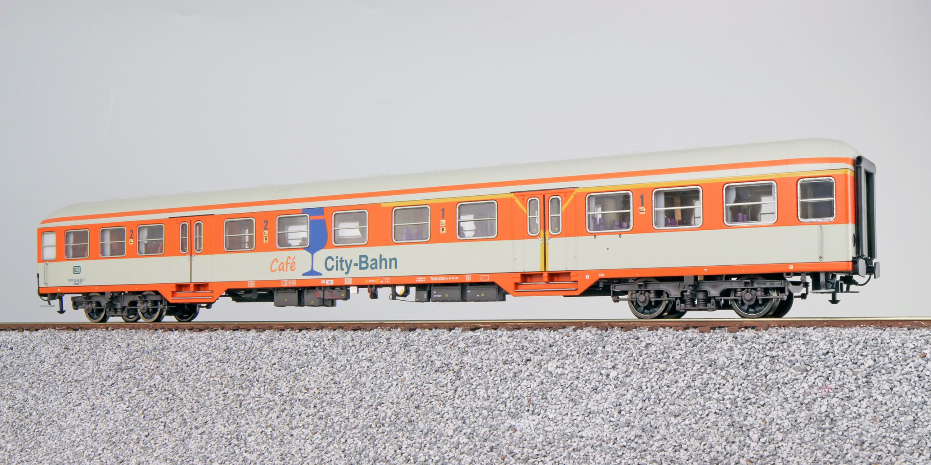 H0 Silberling / n-Wagen ABnrzb772.2, 31-34 021-1, Café, DB Ep. IV, orange, lichtgrau, DC
